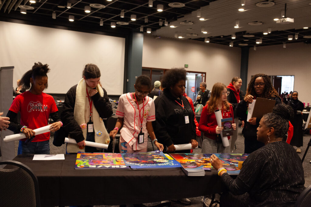 Students at career station.