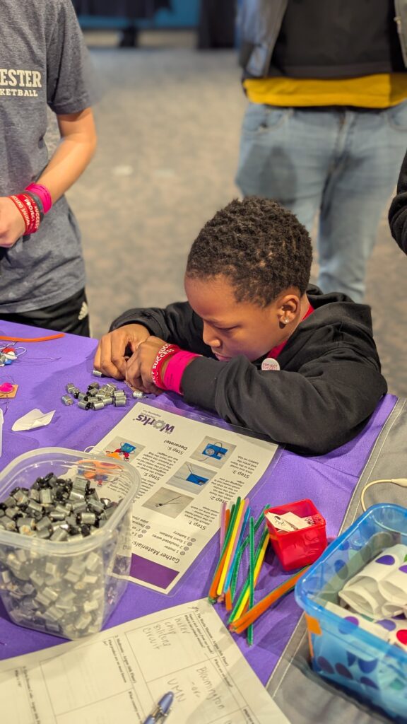 Student at career station.
