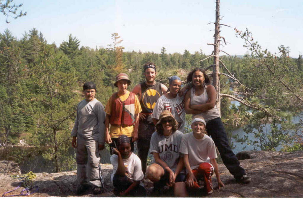 Students on a boundary waters trip in 2003.