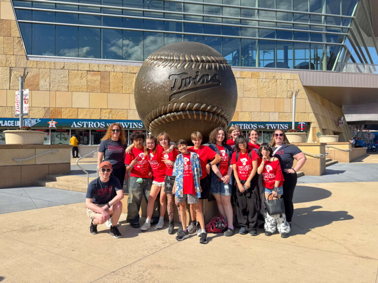 Students at the Twins game.