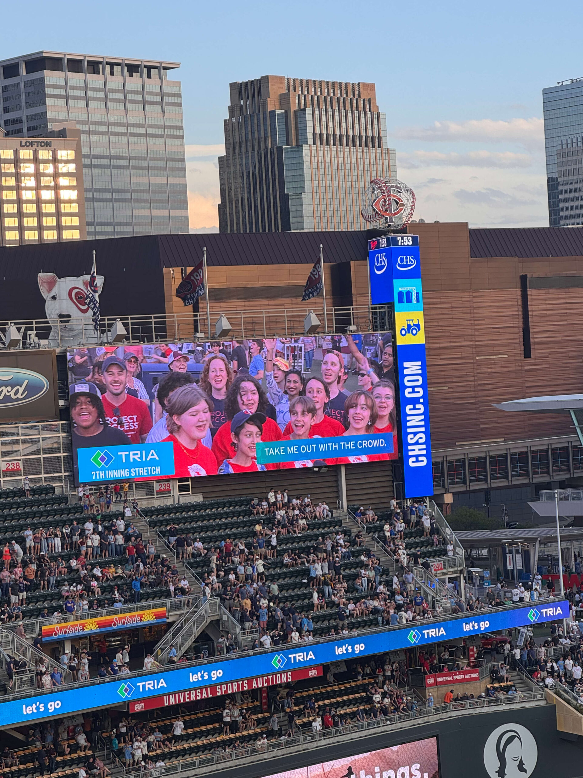 Students on jumbotron.