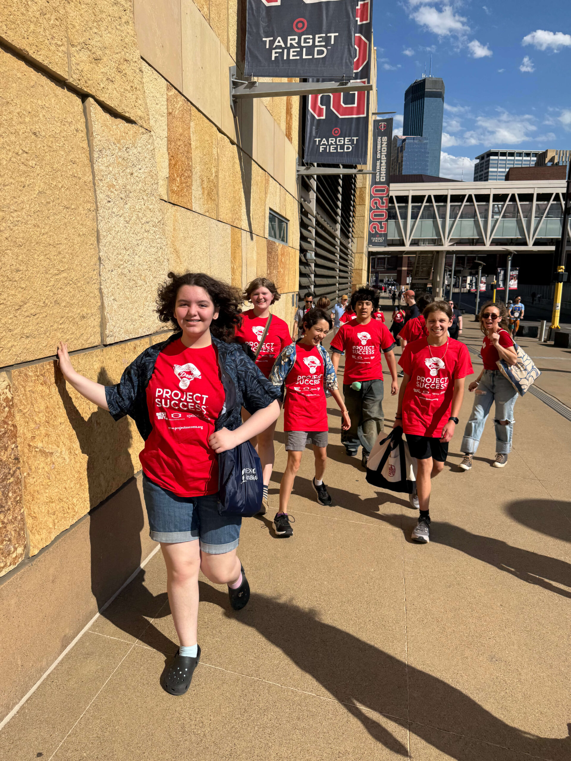 Students outside of Target Field.