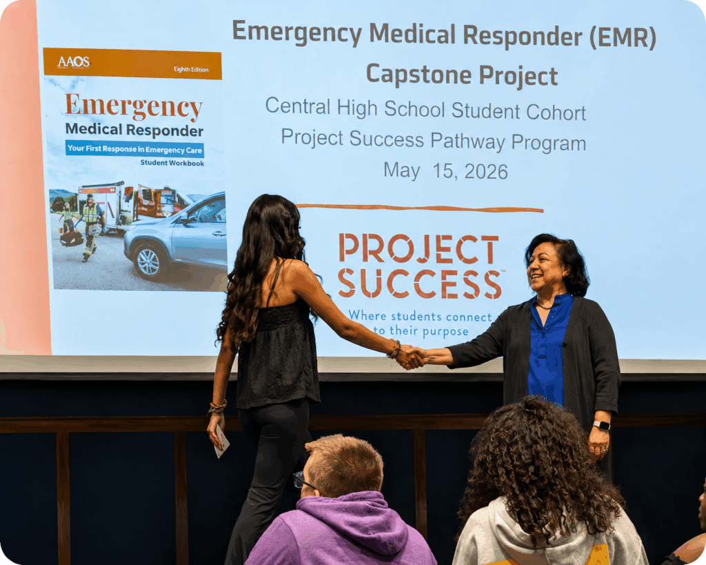 Student presenting at their capstone project.
