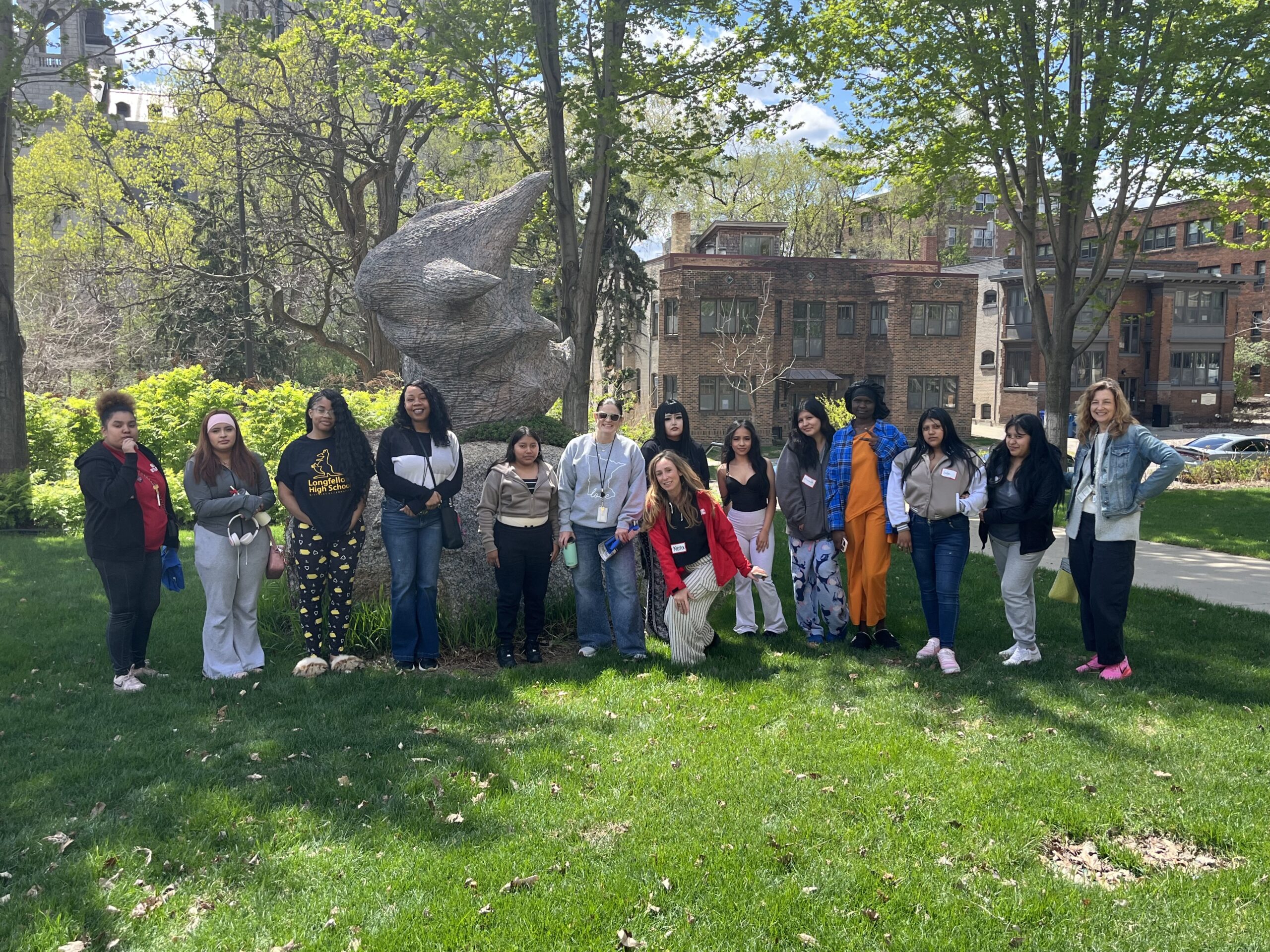 Students standing on the lawn at St. Paul College